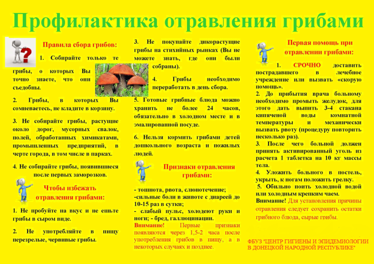 Памятка "Профилактика отравления грибами"!. Памятка "Профилактика отравления грибами"!.